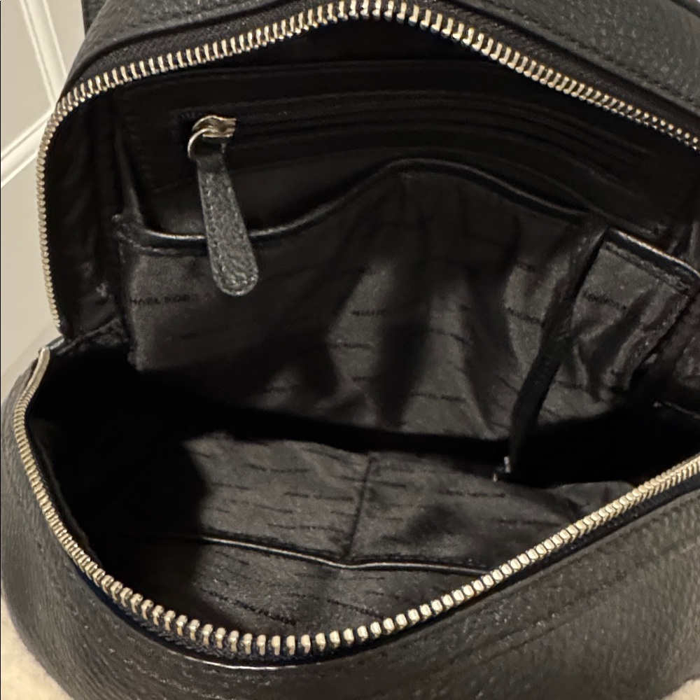 Michael Kors Rhea Black Leather and Cream Shearling Backpack - Picture 5 of 7